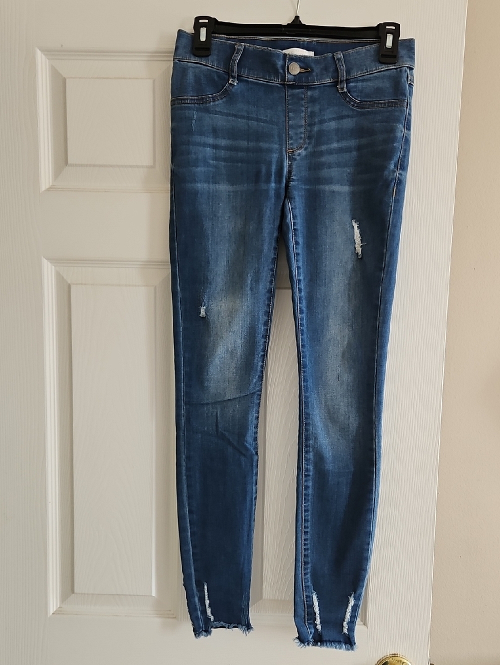 LC Lauren Conrad Medium Blue Skinny Jeans with Raw Hem